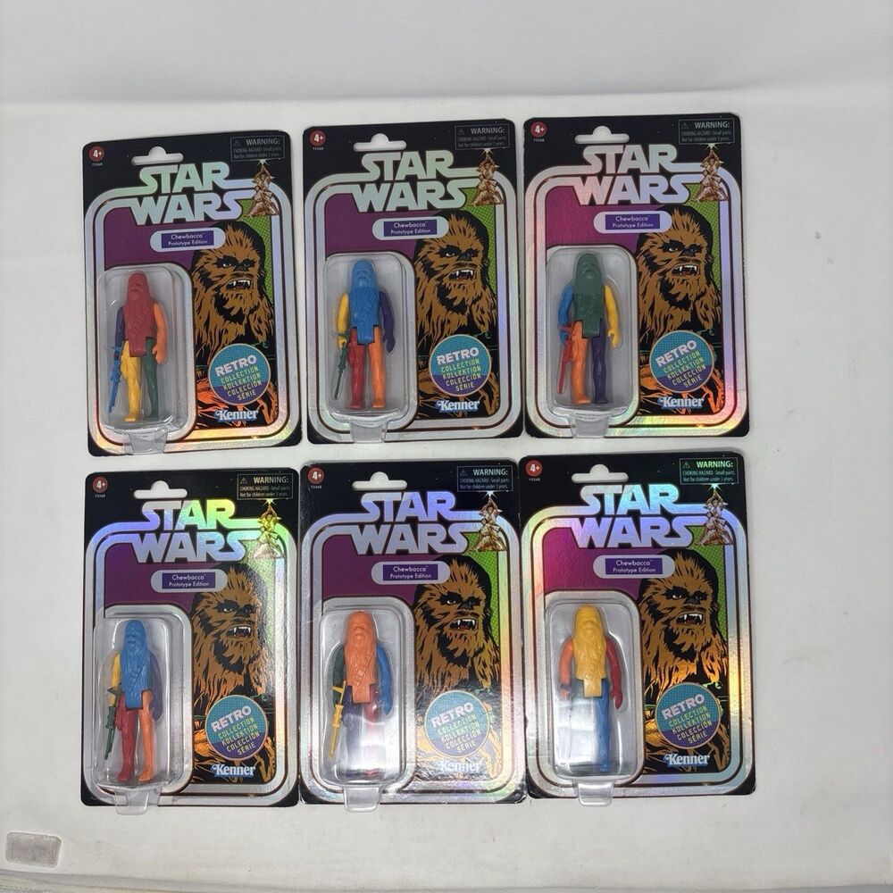 Star Wars Retro Chewbacca Prototype Edition Set 6 Colors Kenner Hasbro Lot NEW